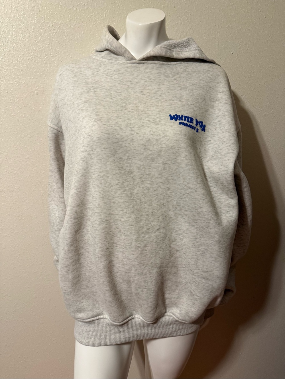 White Fox Boutique Light Gray Hoodie with Blue Logo